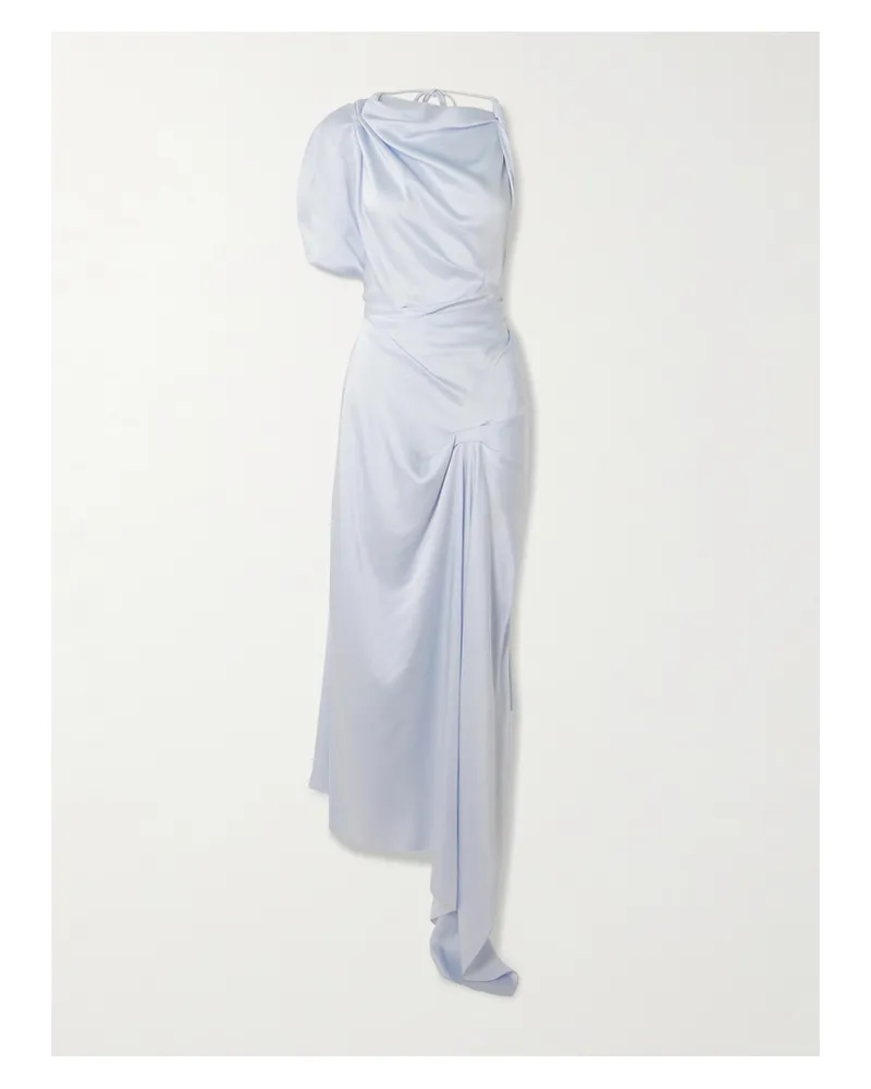 Victoria Beckham Asymmetric Draped Satin-crepe Midi Dress - Blue Blue