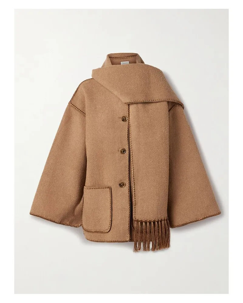 Totême Jacke Aus Bouclé Aus Einer Wollmischung Mit Fransen - Braun Braun