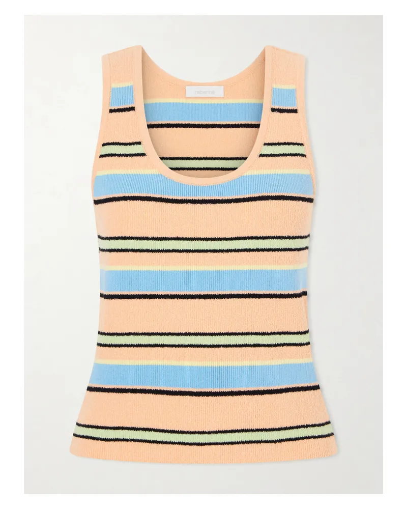Paco Rabanne Striped Cotton-blend Terry Tank - Orange Orange