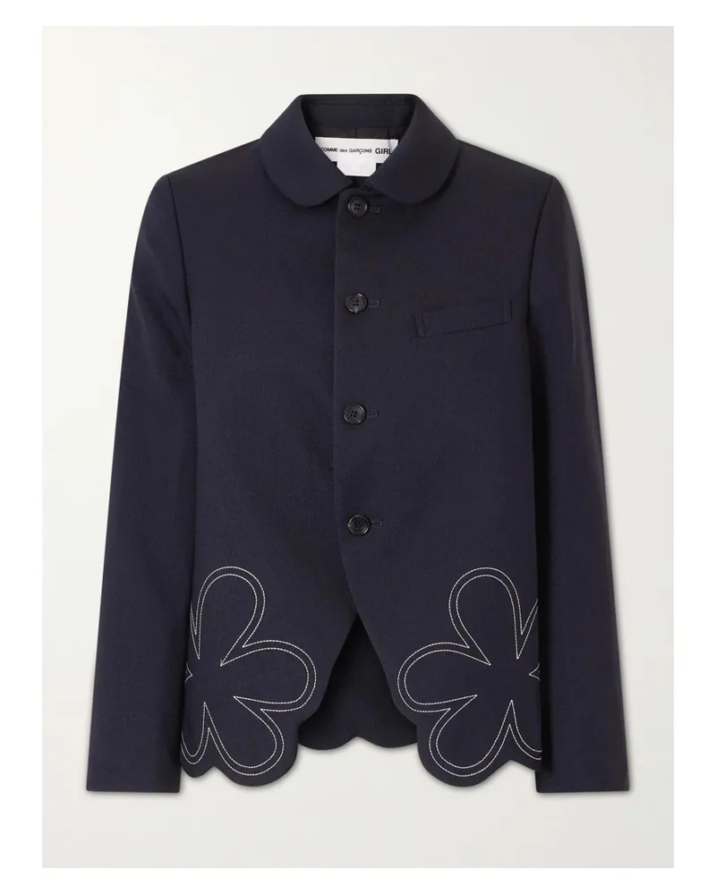 Comme des Garçons Embroidered Gabardine Blazer - Blue Blue