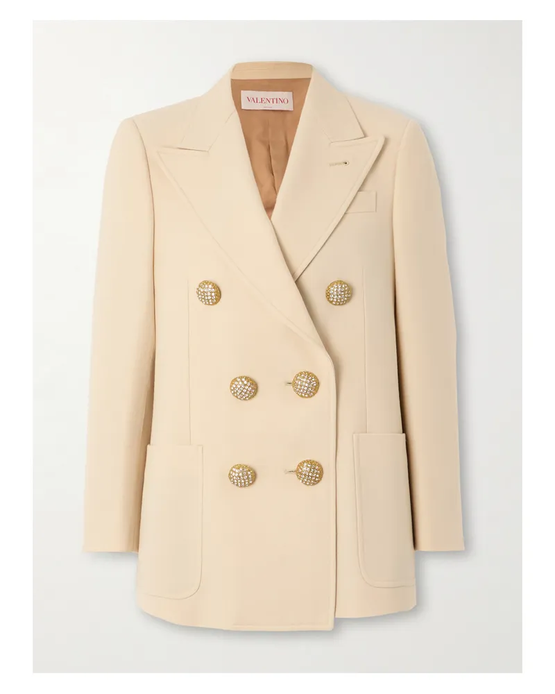 Valentino Garavani Doppelreihiger Blazer Aus Schurwoll-twill Mit Kristallen - Orange Orange