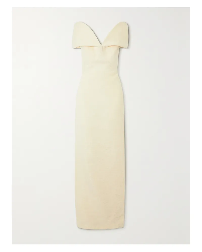 Brandon Maxwell Layla Schulterfreie Robe Aus Tweed - Wollweiß Wollweiß