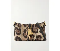 Lock Leather-trimmed Leopard-print Satin-twill Shoulder Bag - Animal print