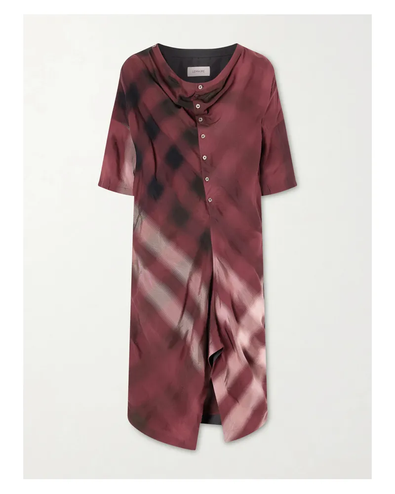 Christophe Lemaire Printed Jersey Midi Shirt Dress - Burgundy Burgundy