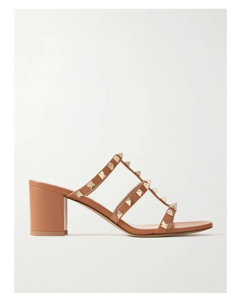 Valentino Garavani Rockstud 60 Mules aus Leder Braun