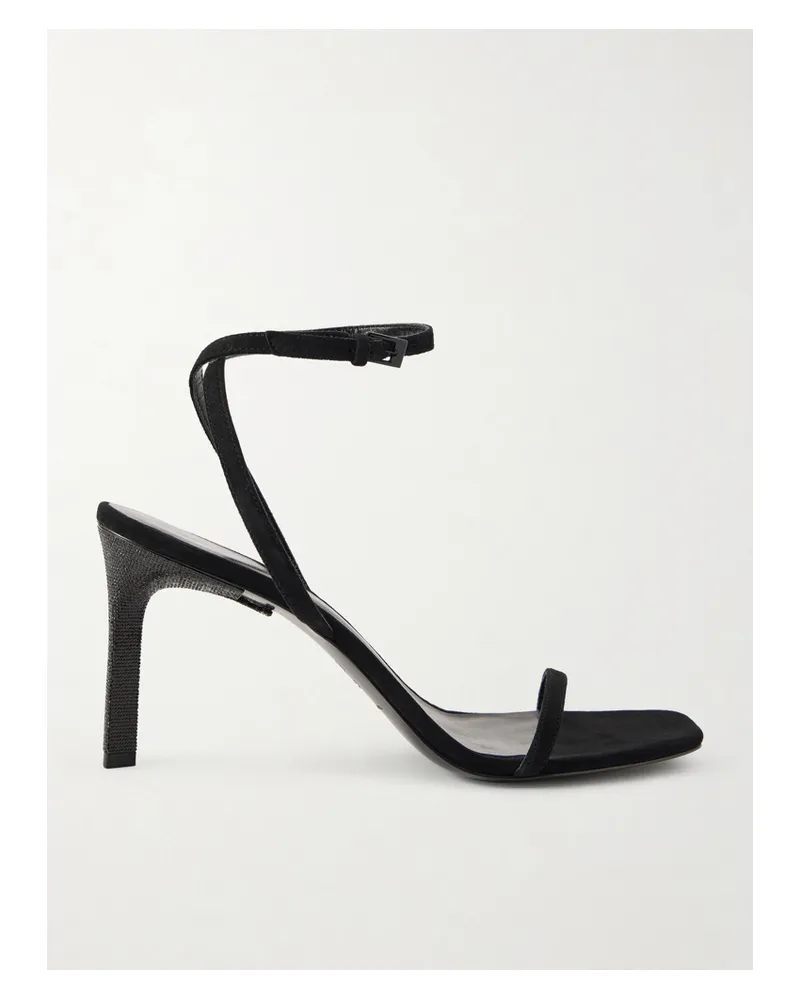 Tory Burch Crystal-embellished Suede Sandals - Black Black