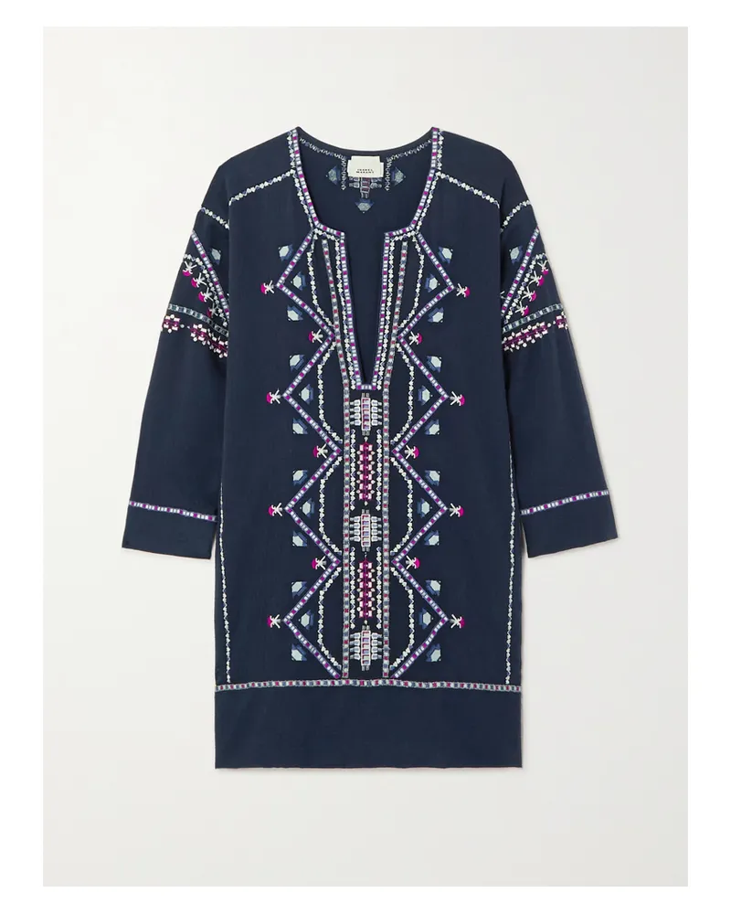 Isabel Marant Chemsie Minikleid Aus Baumwolle Mit Stickereien Und Pailletten - Blau Blau