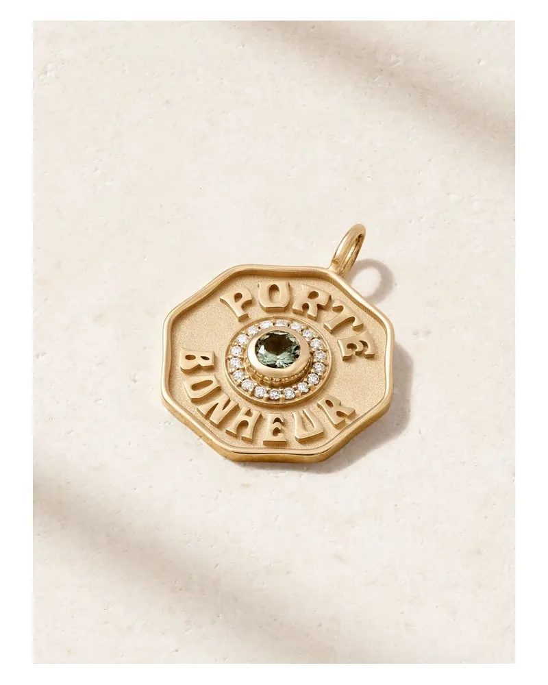 Marlo Laz Porte Bonheur Großer Anhänger Aus 14 Karat Gold Mit Turmalin Und Diamanten Gold