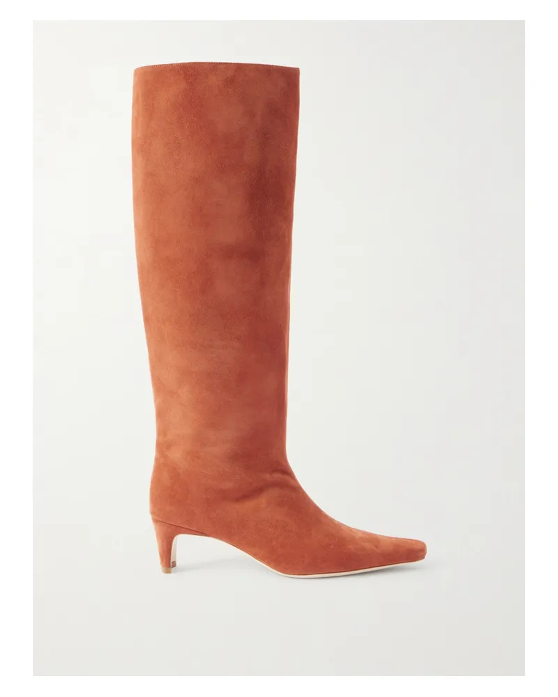 STAUD Wally Kniehohe Stiefel Aus Veloursleder - Rot Rot