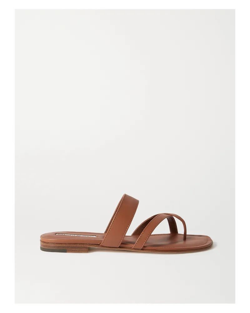 Manolo Blahnik Susa Leather Sandals - Brown Brown