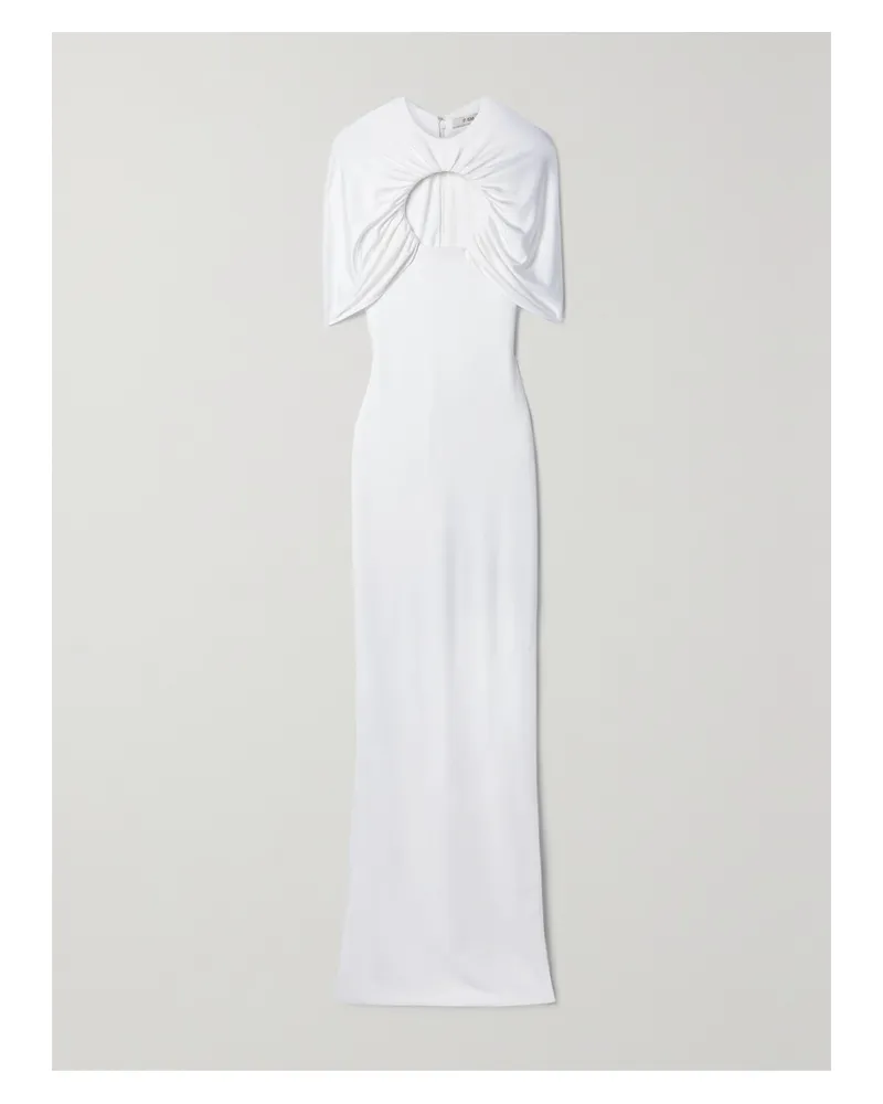 ET OCHS Robe Aus Stretch-jersey Mit Cut-out, Raffungen Und Cape-effekt - Weiß Weiß