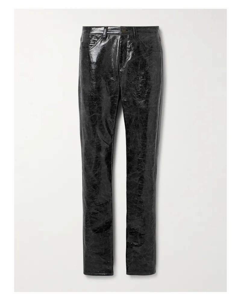 Isabel Marant Hose Mit Schmalem Bein Aus Vinyl Aus Einer Baumwollmischung In Knitteroptik - Schwarz Schwarz