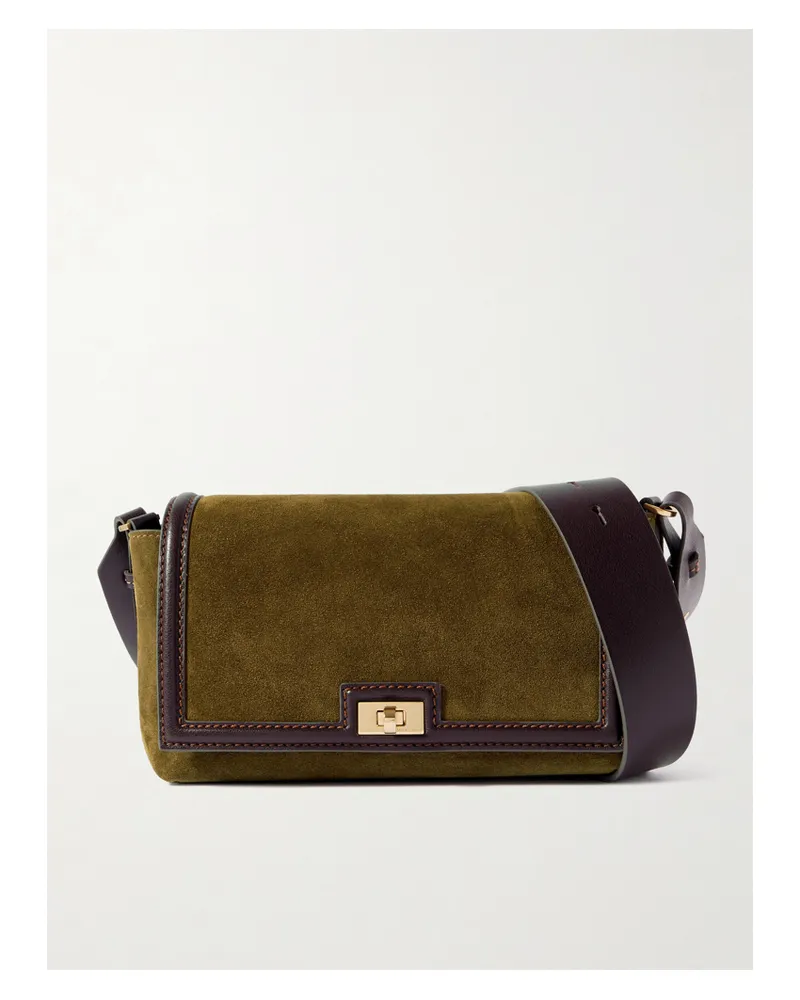 Anya Hindmarch Mortimer Frame Leather-trimmed Suede Shoulder Bag - Green Green