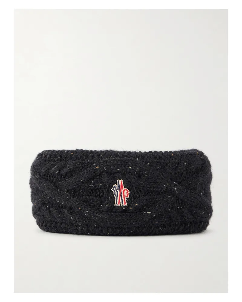 Moncler Strick-haarband Aus Einer Wollmischung Mit Logo-applikation - Schwarz Schwarz