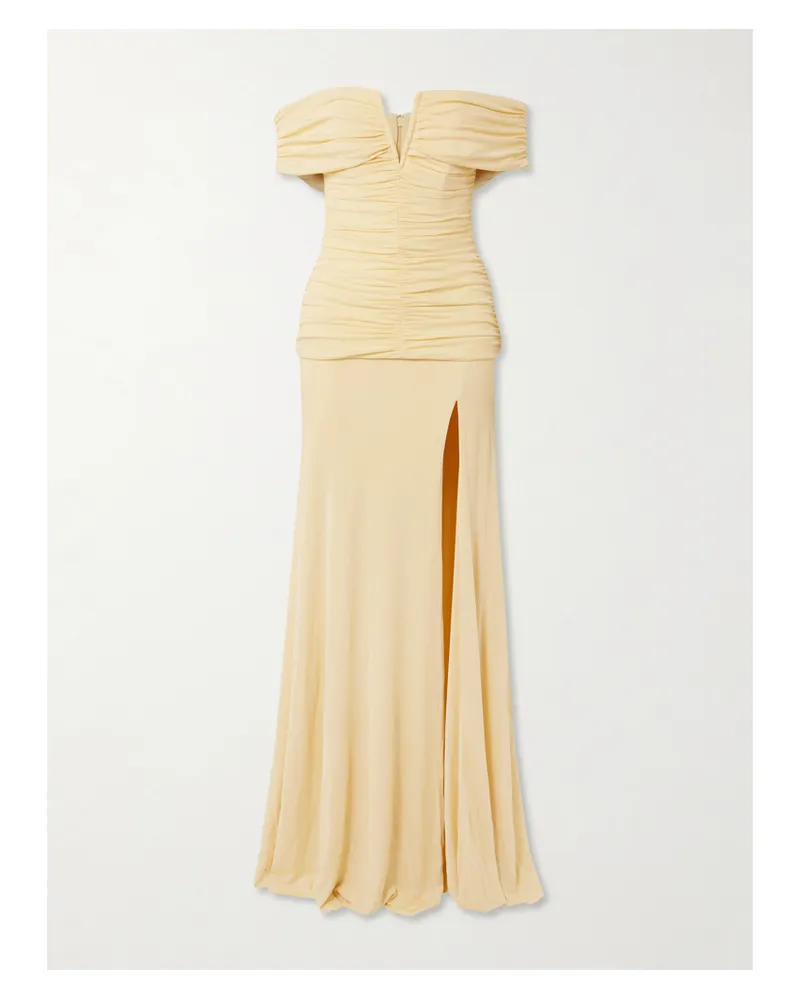 Rebecca Vallance Zaley Schulterfreie Robe Aus Jersey Mit Raffungen - Gelb Gelb