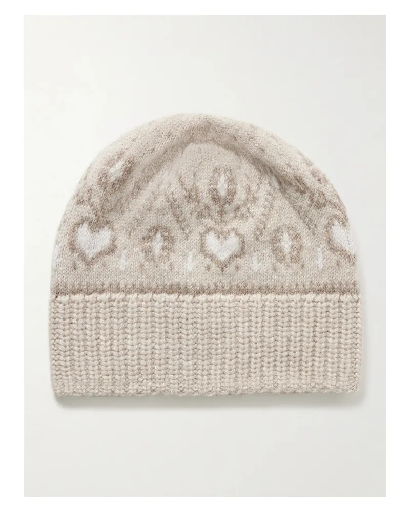 KHAITE Avers Fair Isle Cashmere Beanie - Neutrals Neutrals