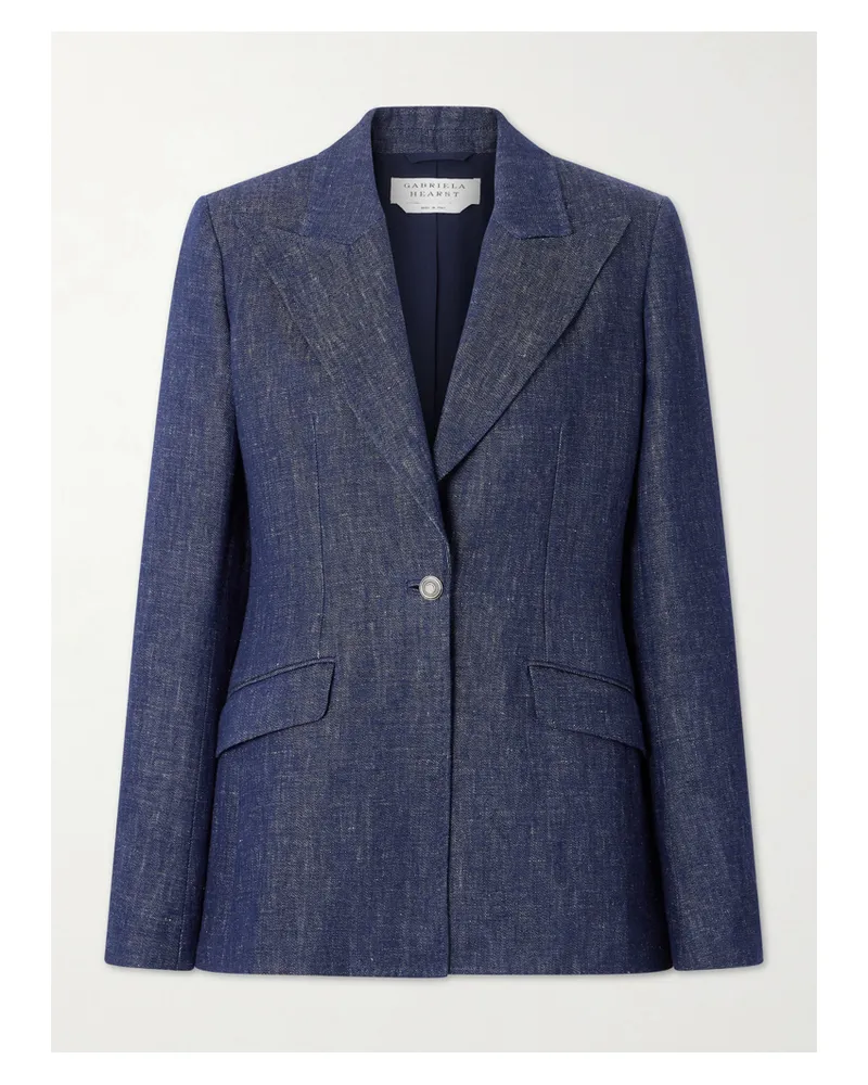 Gabriela Hearst Levia Darted Linen-chambray Blazer - Blue Blue