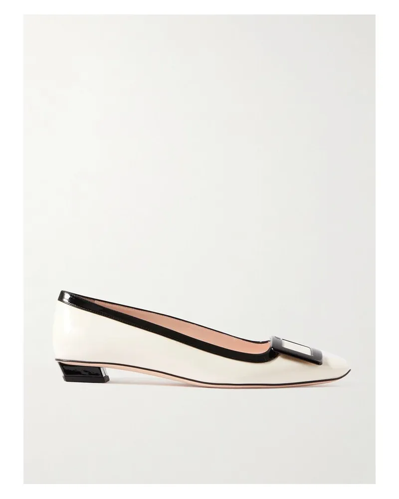Roger Vivier Belle Vivier Zweifarbige Ballerinas Aus Lackleder - Creme Creme