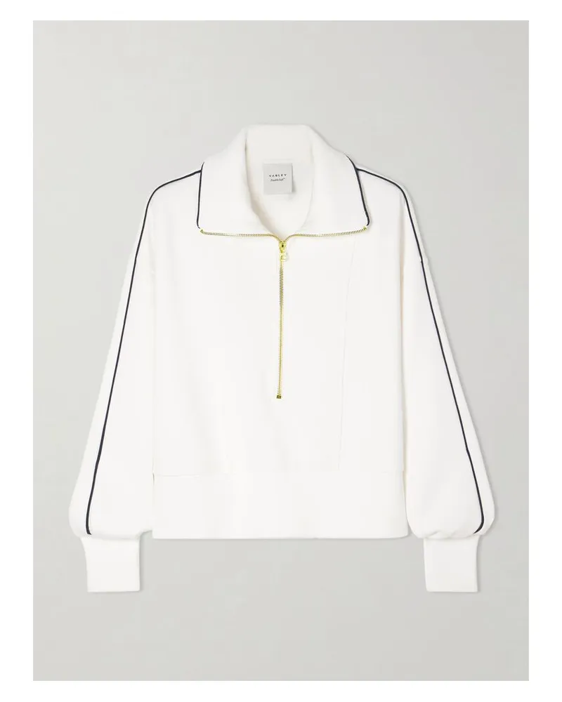 Varley Davenport Sweatshirt Aus Stretch-jersey Mit Paspeln Und Reißverschluss - Weiß Weiß
