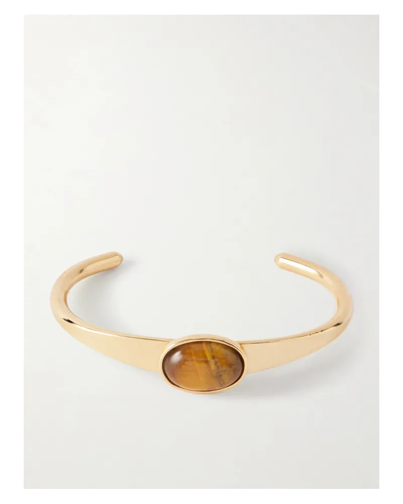 Jennifer Behr Elaine Gold-plated Tiger's Eye Cuff - Brown Brown