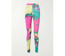 Printed Stretch-jersey Leggings - Green