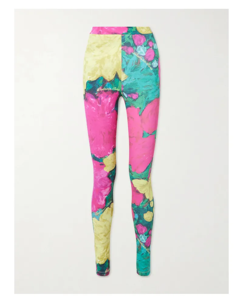 Balmain Printed Stretch-jersey Leggings - Green Green