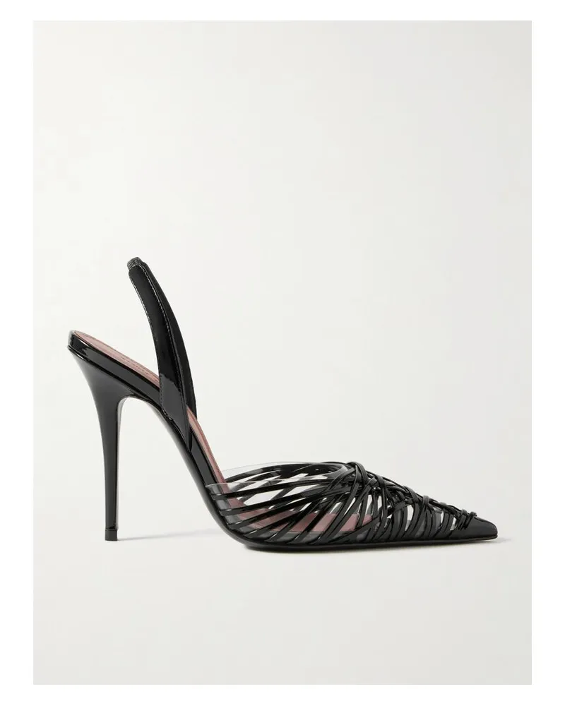 Amina Muaddi Lori Sling Slingback-pumps Aus Lackleder Und Pvc - Schwarz Schwarz