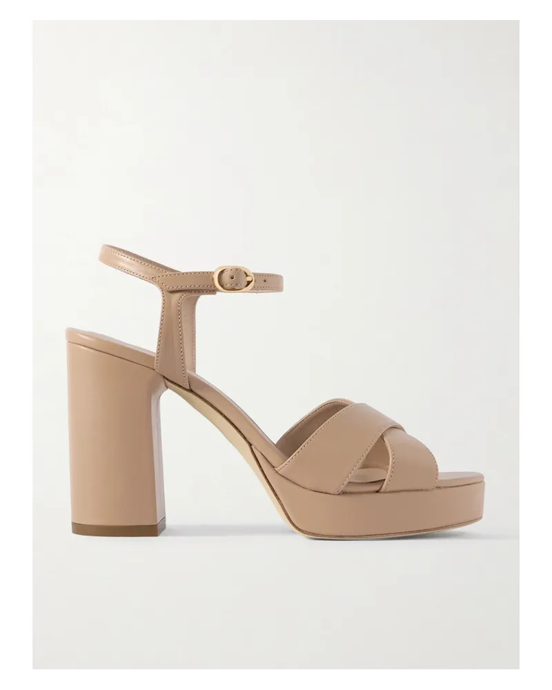 Stuart Weitzman Dayna Plateausandalen aus Leder Neutral