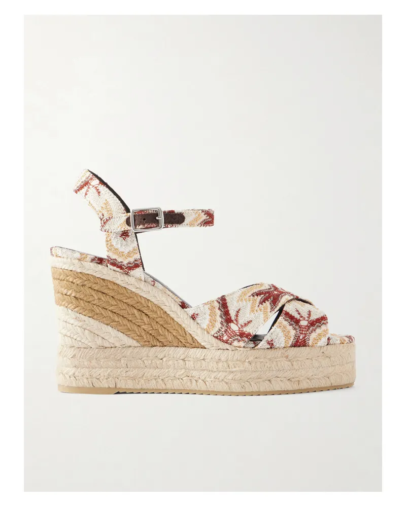 Missoni Carmen Striped Woven Wedge Sandals - Neutrals Neutrals