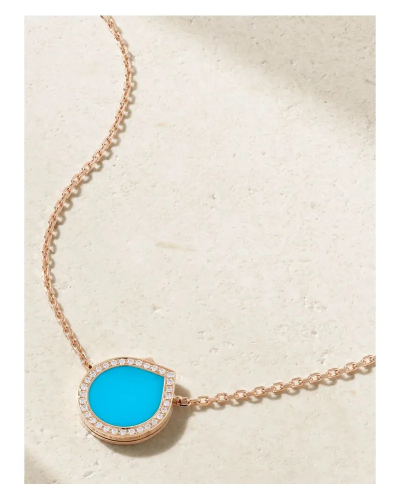 Repossi Antifer Kette Aus 18 Karat Roségold Mit Türkis Und Diamanten - Blau Blau