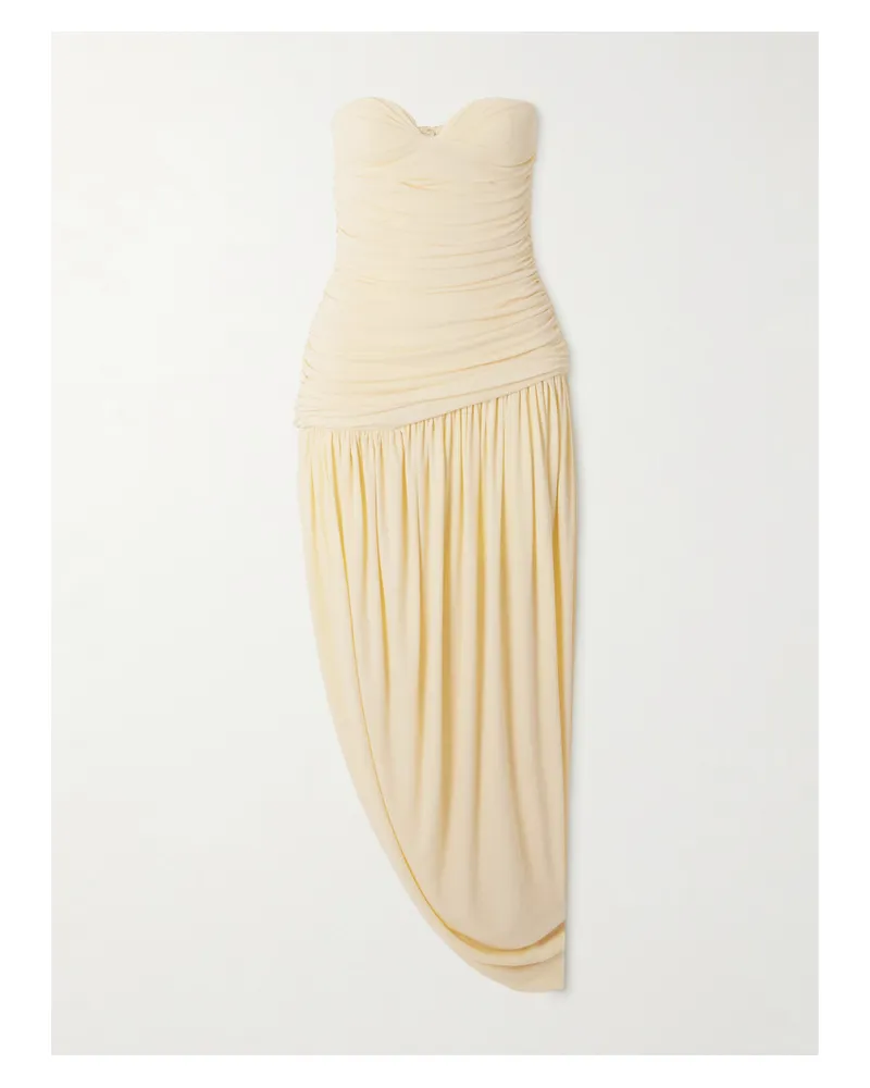 Magda Butrym Midikleid Aus Strukturiertem Jersey Mit Raffungen - Creme Creme