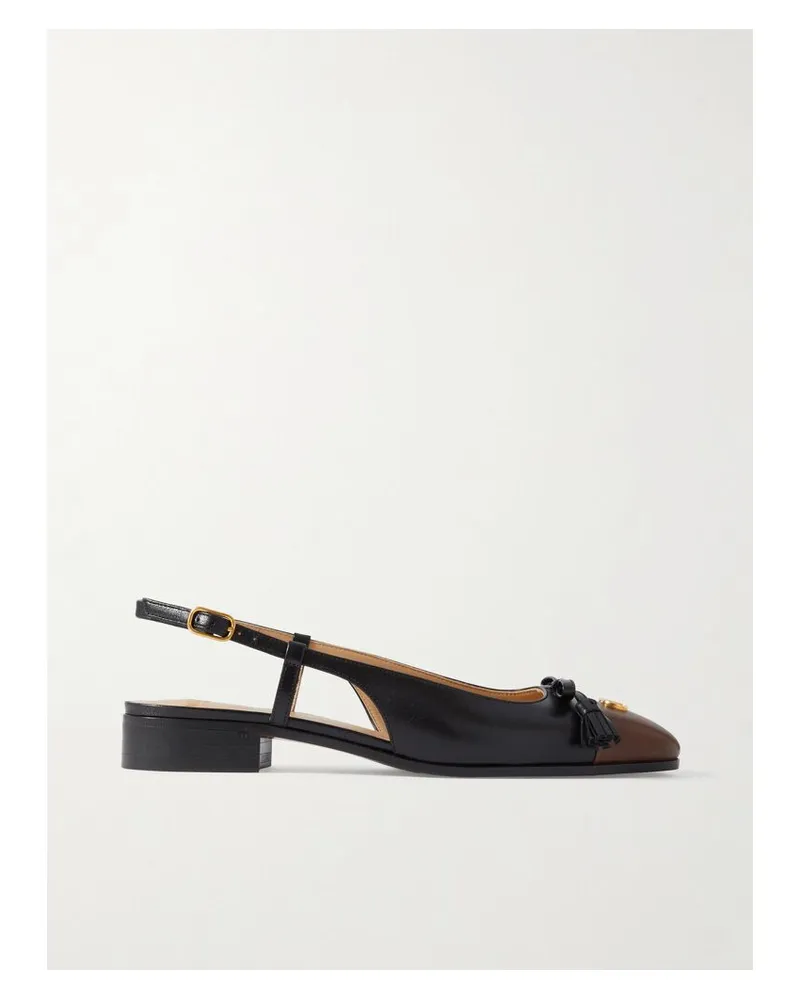 Valentino Garavani Slingback-pumps Aus Leder Mit Troddeln Und Logoapplikation - Schwarz Schwarz