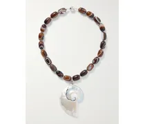 Firenze Versilberte Kette Mit Harz Und Muschel - Braun