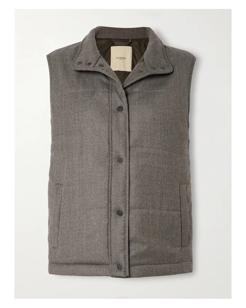PURDEY Eccleston Checked Padded Merino Wool Gilet - Gray Gray