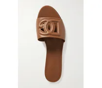Bianca Cutout Leather Slides - Brown