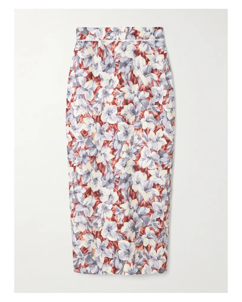 Posse Emma Maxirock Aus Leinen Mit Blumenprint Und Spitzenbesatz - Mehrfarbig Mehrfarbig
