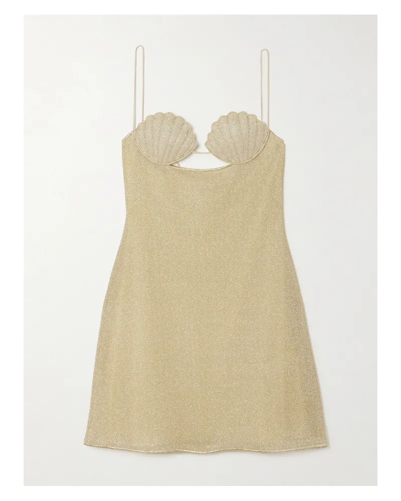 Oséree Lumière Minikleid Aus Metallic-stretch-strick Mit Cut-out Und Stickereien - Gold Gold