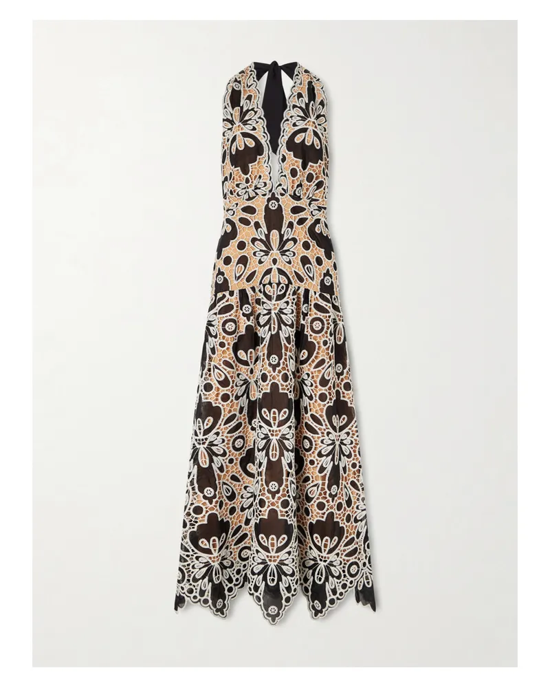 Johanna Ortiz Verso Luminoso Guipure Lace Halterneck Maxi Dress - Black Black