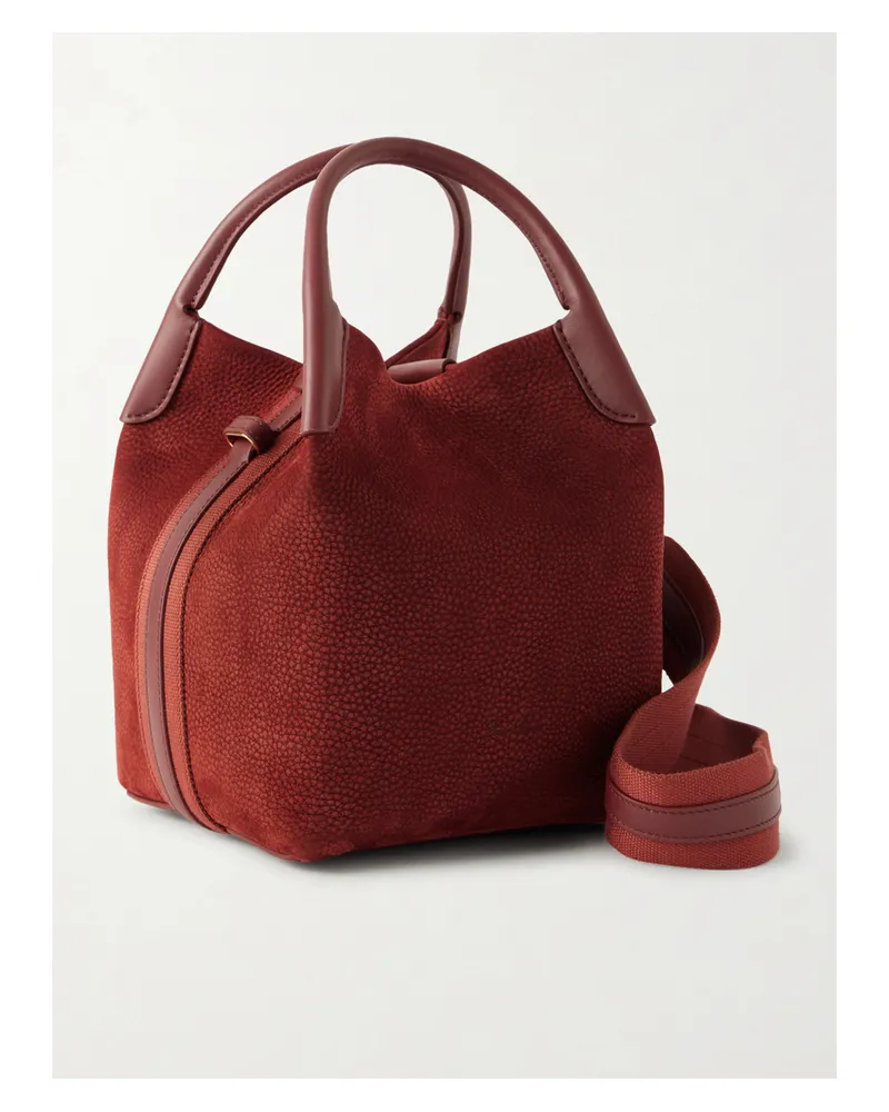 Loro Piana Bale Small Leather And Canvas-trimmed Nubuck Tote - Brown Brown