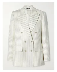 Tom Ford Doppelreihiger Blazer aus Twill aus einer Wollmischung Weiß