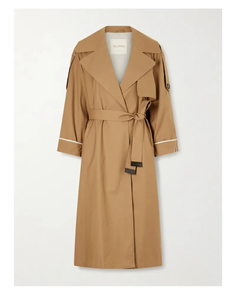 Max Mara Belted Cotton-blend Gabardine Trench Coat - Brown Brown