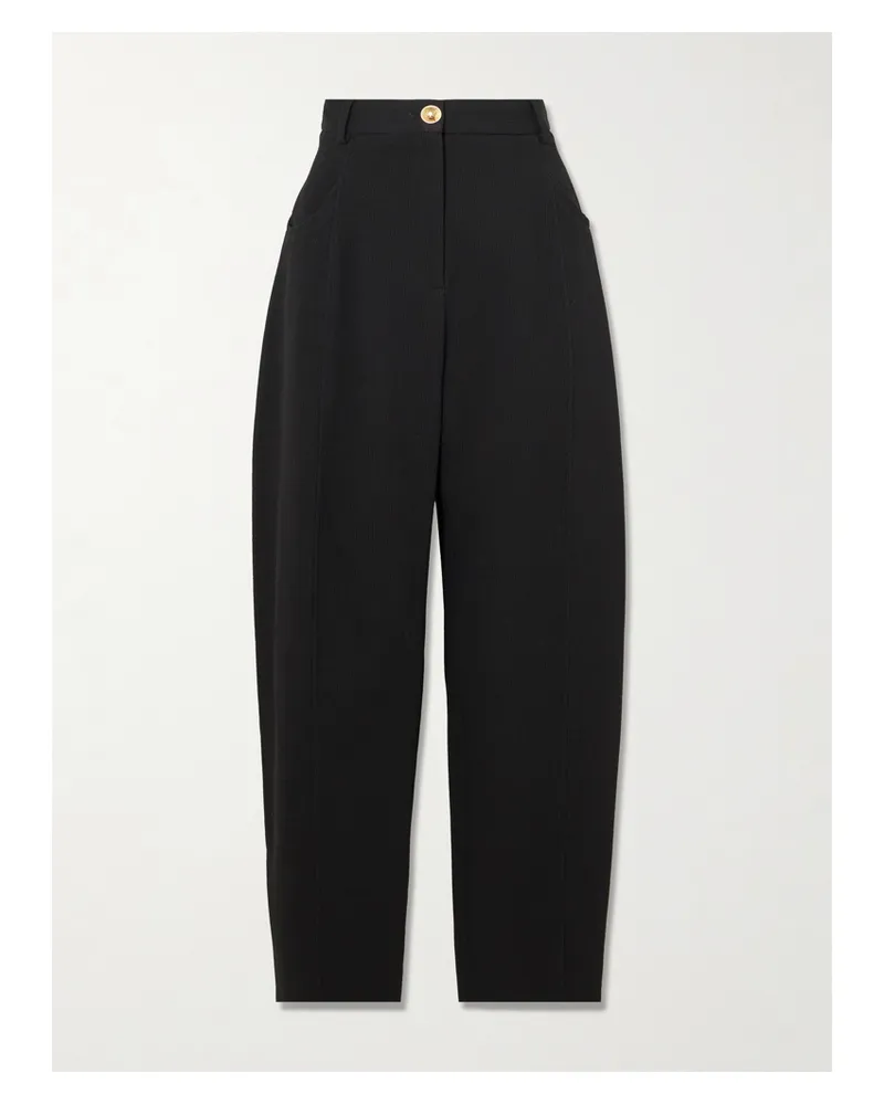 Blazé Milano Embellished Paneled Twill Tapered Pants - Black Black
