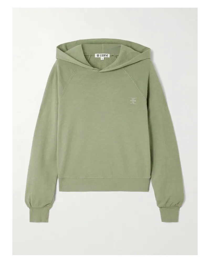 ÉTERNE Sonny Verkürzter Hoodie Aus Baumwoll-jersey Mit Stickerei - Grün Grün