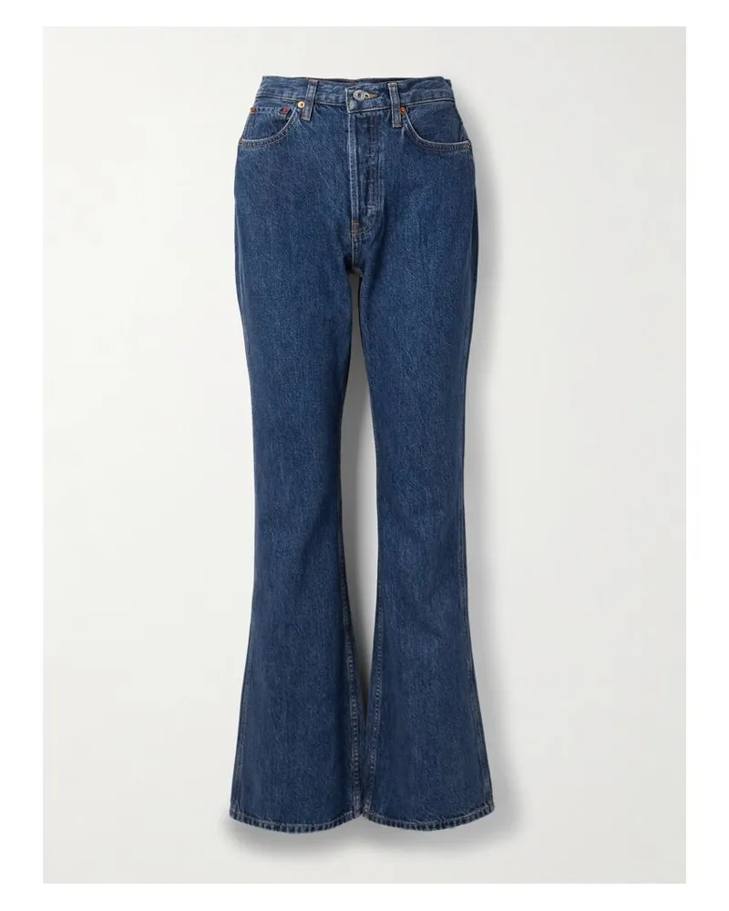 RE/DONE The Riding Jean Hoch Sitzende Schlagjeans - Blau Blau
