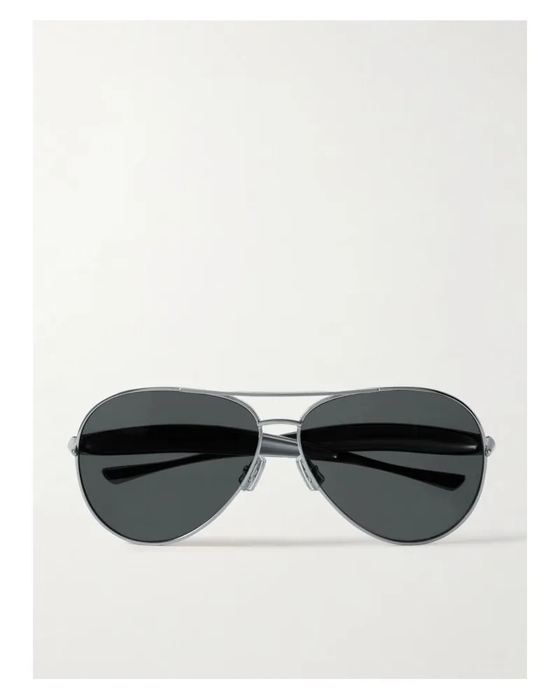 Bottega Veneta Sardine Silberfarbene Pilotensonnenbrille Silber
