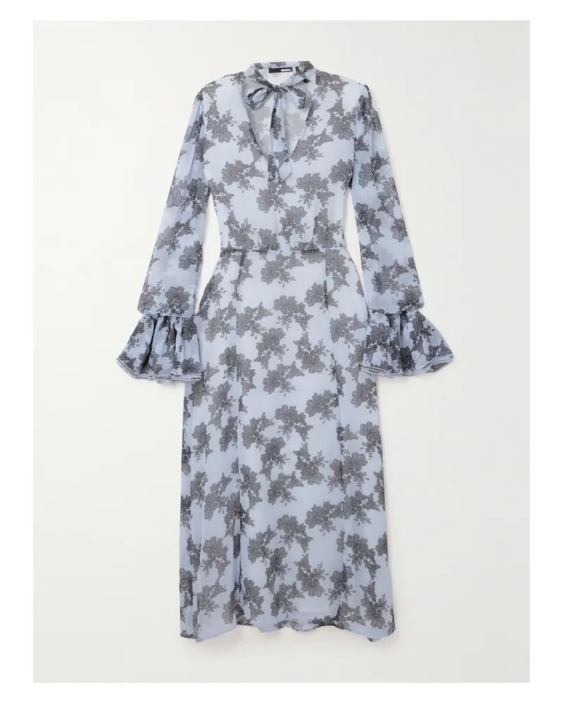 ROTATE Birger Christensen Net Sustain Ginny Midikleid Aus Recyceltem Chiffon Mit Blumenprint - Mehrfarbig Mehrfarbig