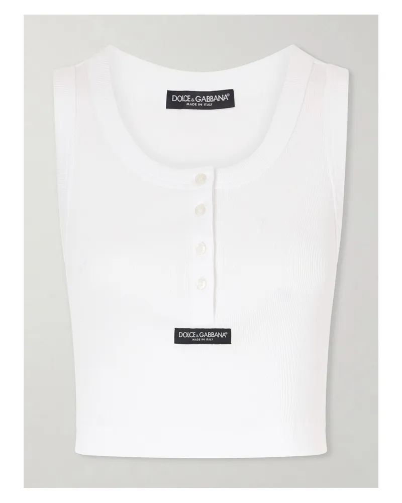 Dolce & Gabbana Cropped Ribbed Cotton Tank - White White