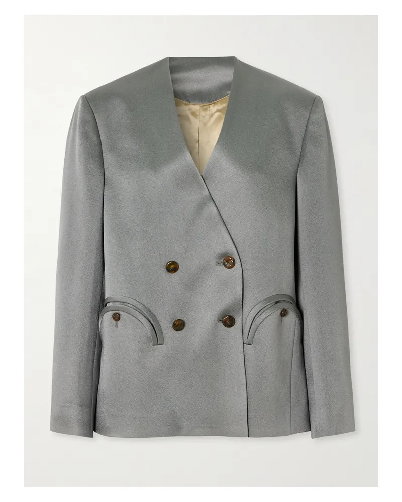 Blazé Milano Novalis Anytime Doppelreihiger Blazer Aus Glänzendem Crêpe - Grau Grau