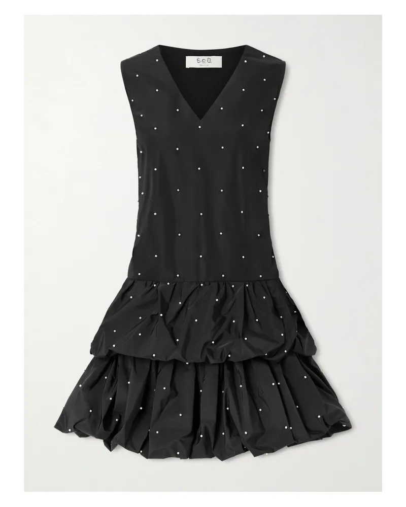 Sea Alberta Minikleid Aus Taft Mit Stufen Und Kunstperlen - Schwarz Schwarz