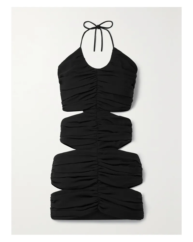 Mônot Neckholder-minikleid Aus Gerafftem Jersey Mit Cut-outs - Schwarz Schwarz